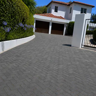 Charcoal cobble driveway
